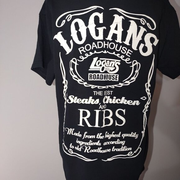 Logans Roadhouse Black T-Shirt Gildan Graphic Logo Print Unisex-SIZE: MEDIUM - Picture 1 of 4